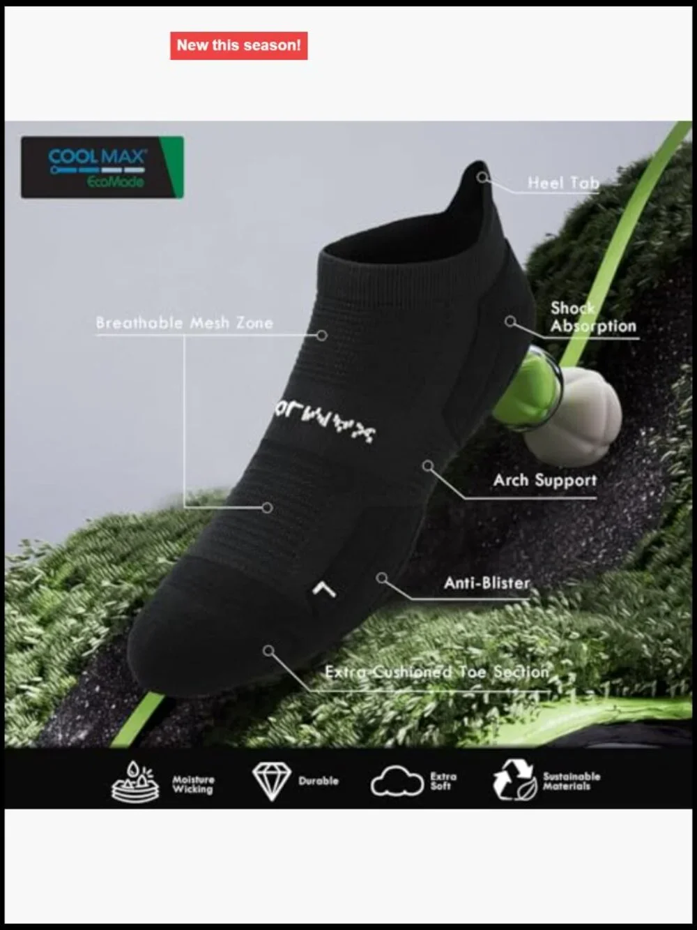 Compression Running Socks 3 Pairs Ankle Low Cut Athletic Anti Blister Cushioned